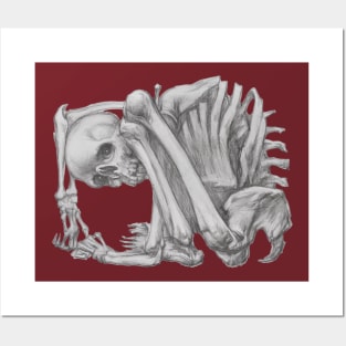 Eerie Pencil Sketch - Intriguing Skeleton in Confinement Posters and Art